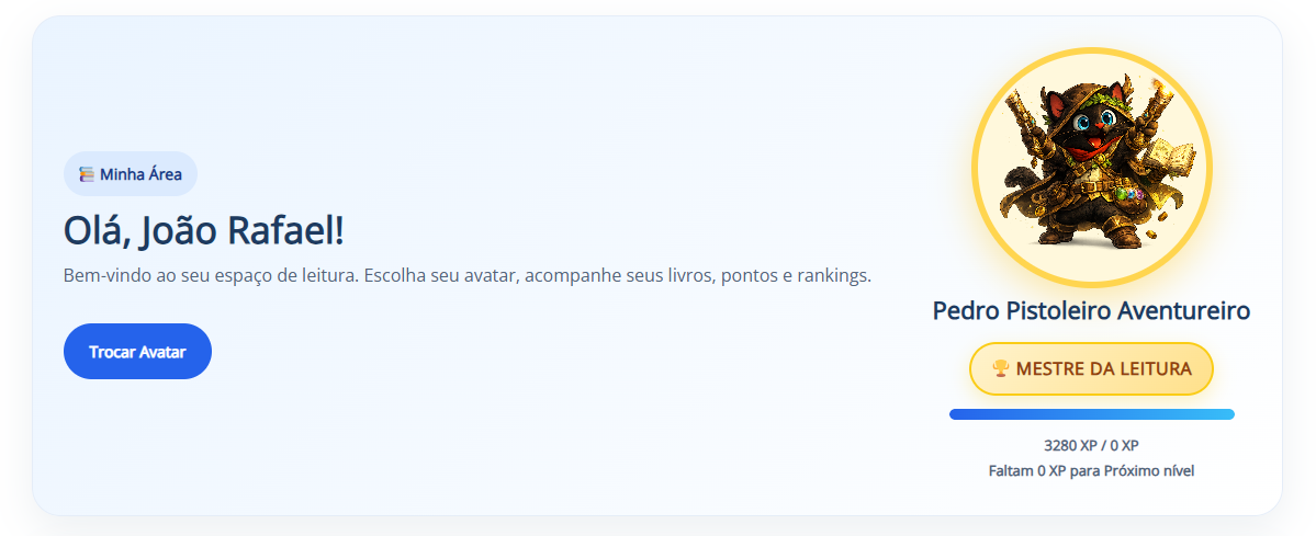 Área de progresso da criança no Premium Família
